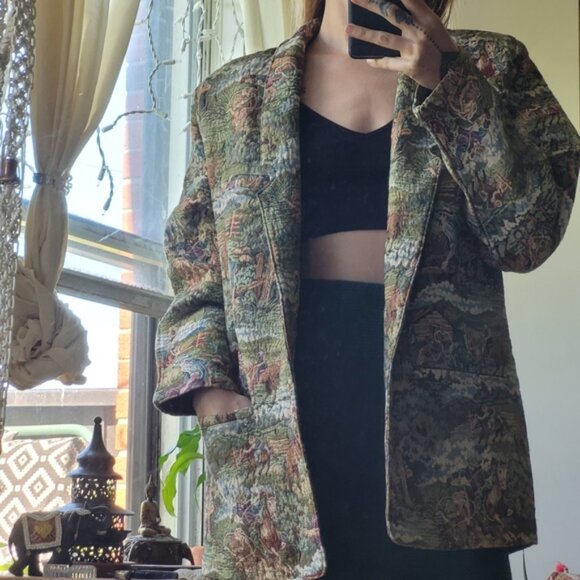 Vintage Cowboy woven pattern tapestry jacket size xl - Picture 5 of 8